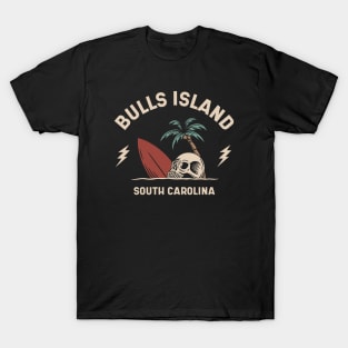Vintage Surfing Bulls Island South Carolina // Retro Surf Skull T-Shirt
